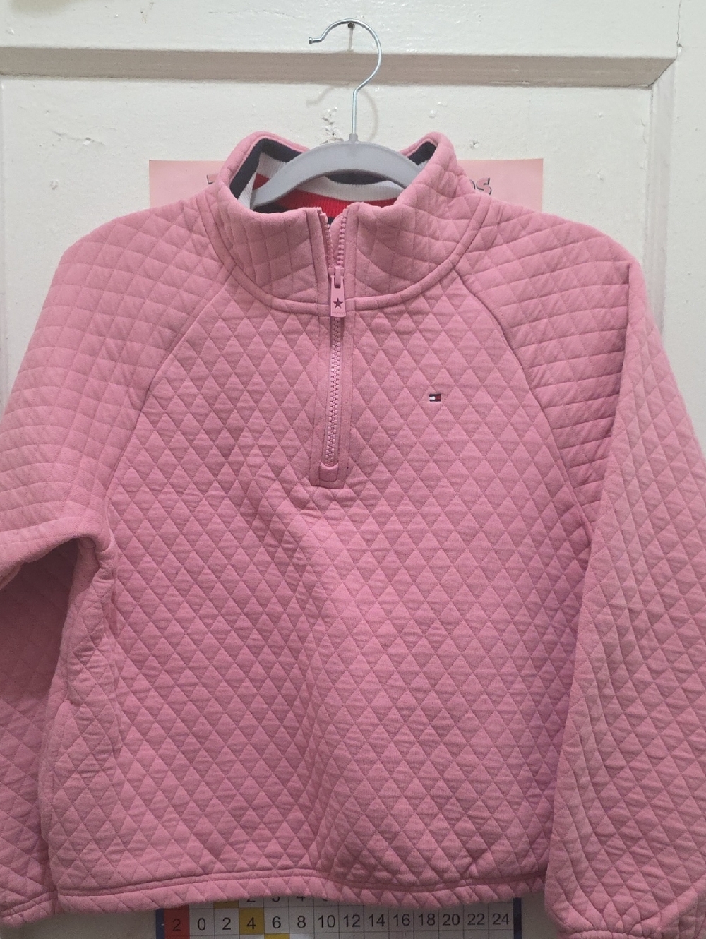 Tommy Hilfiger Dusty Pink Quilted Half-Zip Pullover
